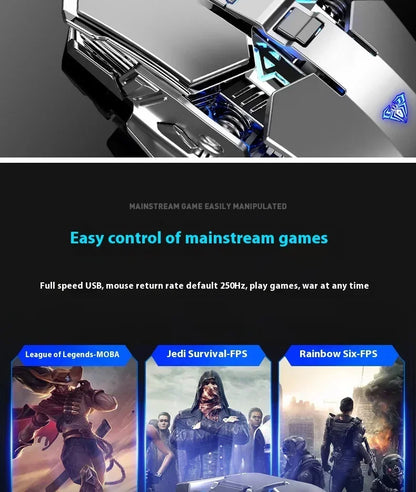 AULA SC300 Ultra-quiet Wireless Gaming Mouse Rechargeable Ergonomic Mechanical Armor Style, Colored and Vibrant Body Design