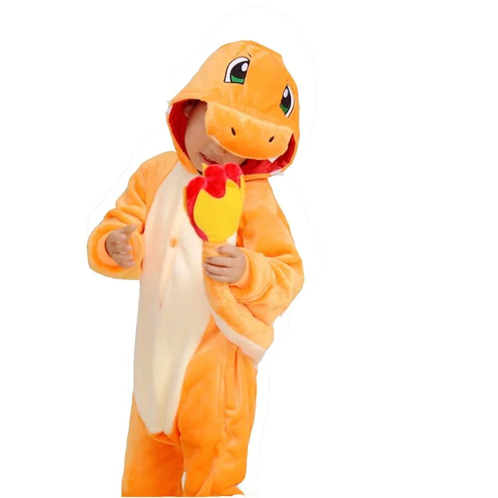 Cartoon Kigurumi Dragon Onesie Boys Halloween Festival Party Cosplay Costume Kids Pajama Children Charizard One Piece Outfit