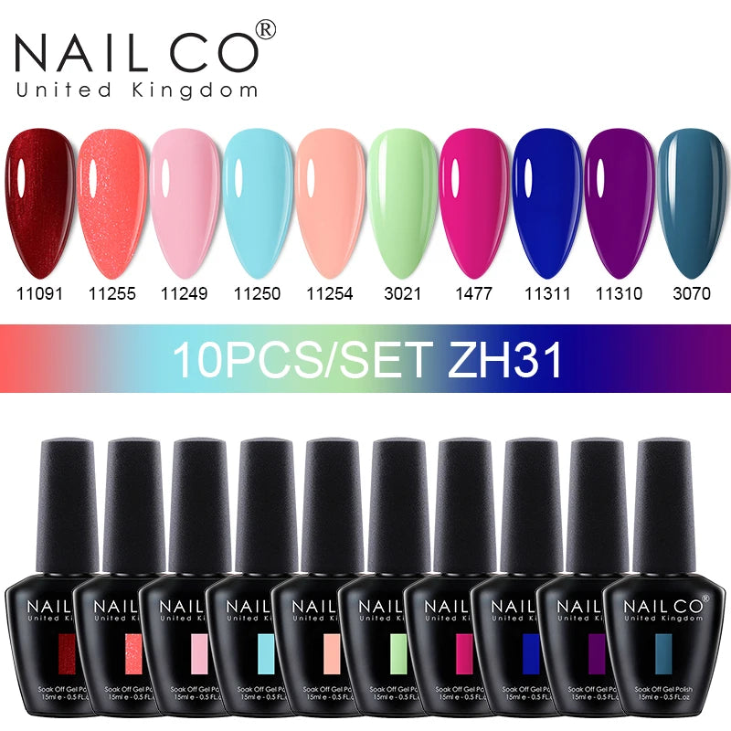 NAILCO 15ml Gel Nail Polish Set 30pcs/Lot Gel Polish Nail Soak Off UV LED Semi-Permanent Varnishes Nail Art Salon Free Shipping