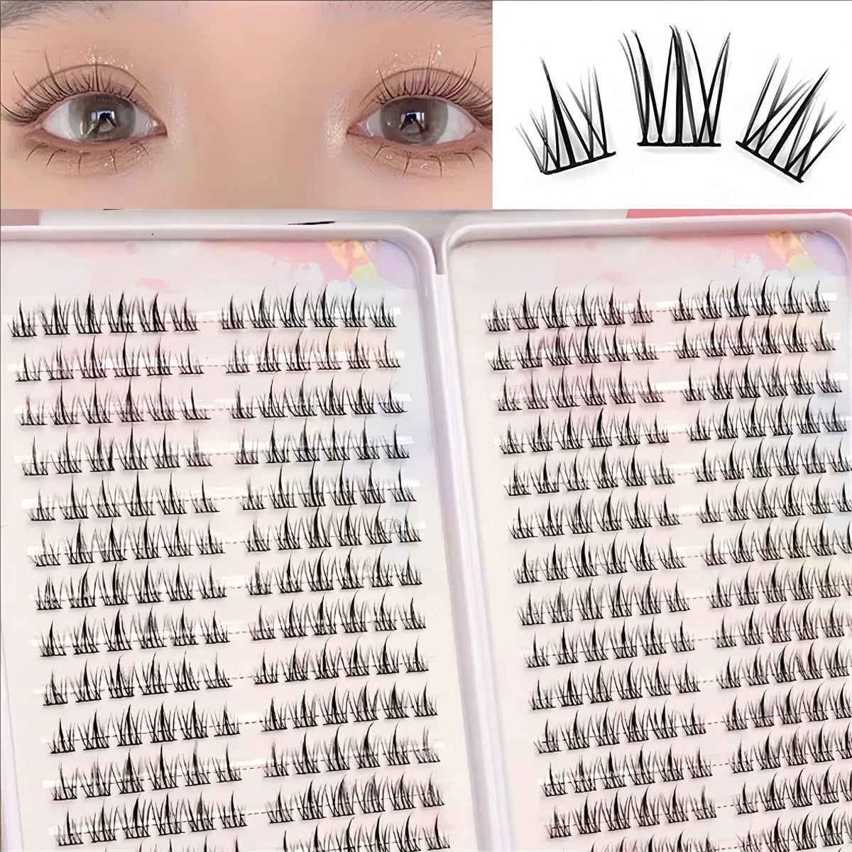 288 Large Eyelashes with Pointed Cat-Eye C-Curl 10-14Mm Eyelashes That Are Natural And Light Without Blinking to Enlarge