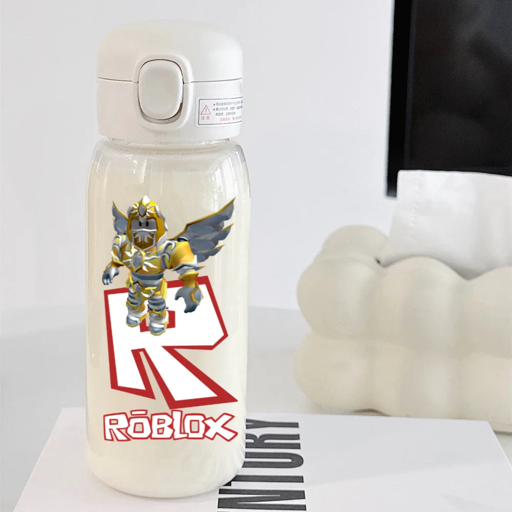 600ml Game Roblox Transparent Straw Water Cup Portable Large Capacity Straw Water Bottle Student Water Cup Plastic Sports Cup