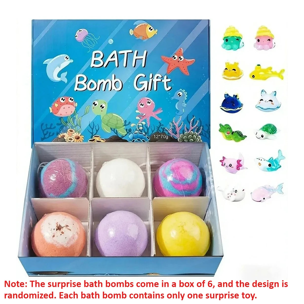 New Bath Bombs Gift Set with Toy Surprise Inside Natural Sea Salt Fizz Balls for Kids Children's Bathtub Fun Gift for Boys Girls