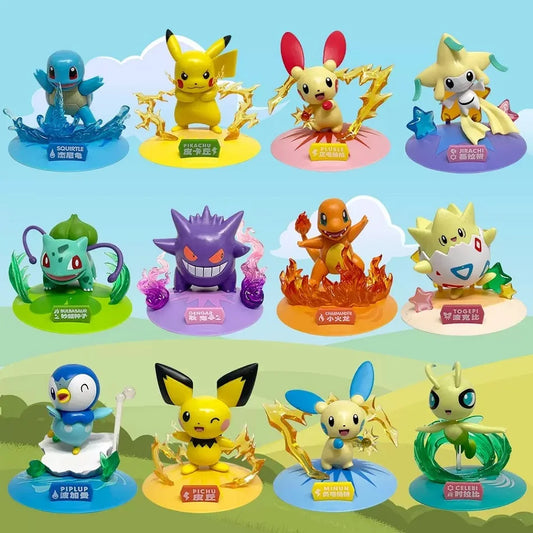 Hot 12 style Pokémon Action Dolls cute Pikachu Blind Box Anime Models Desktop Decorations Pok é mon Toys kids Birthday Gifts
