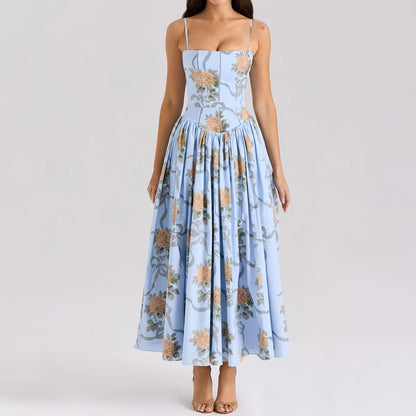 Suninheart Summer Clothes for Women Midi Elegant Dress 2025 New Arrivals White Floral Print Holiday Dress