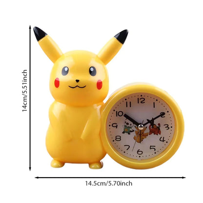 Anime Pokemon Pikachu Figures Clock Catoon Kawaii Model Action Decoration Toy Alarm Pointer Watch Student Gift
