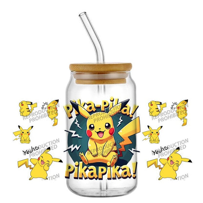 26 New cute Styles Cartoon Pokemon Friends 16oz UV DTF 3D Phone Sticker Decals Wraps Glass Can Cups Creative Craft DIY Gifts