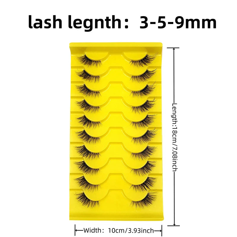 10 Pairs Elegant Faux False Eyelashes, Wispy Cat Eye Design for Natural Fluffiness - Perfect for Everyday Glam