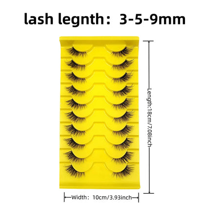 10 Pairs Elegant Faux False Eyelashes, Wispy Cat Eye Design for Natural Fluffiness - Perfect for Everyday Glam