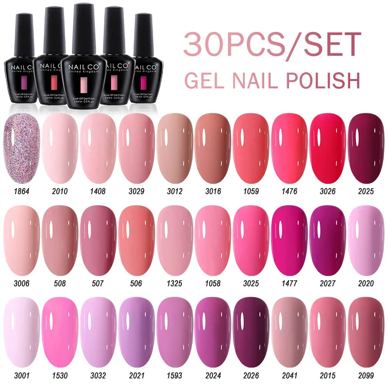 NAILCO 15ml Gel Nail Polish Set 30pcs/Lot Gel Polish Nail Soak Off UV LED Semi-Permanent Varnishes Nail Art Salon Free Shipping