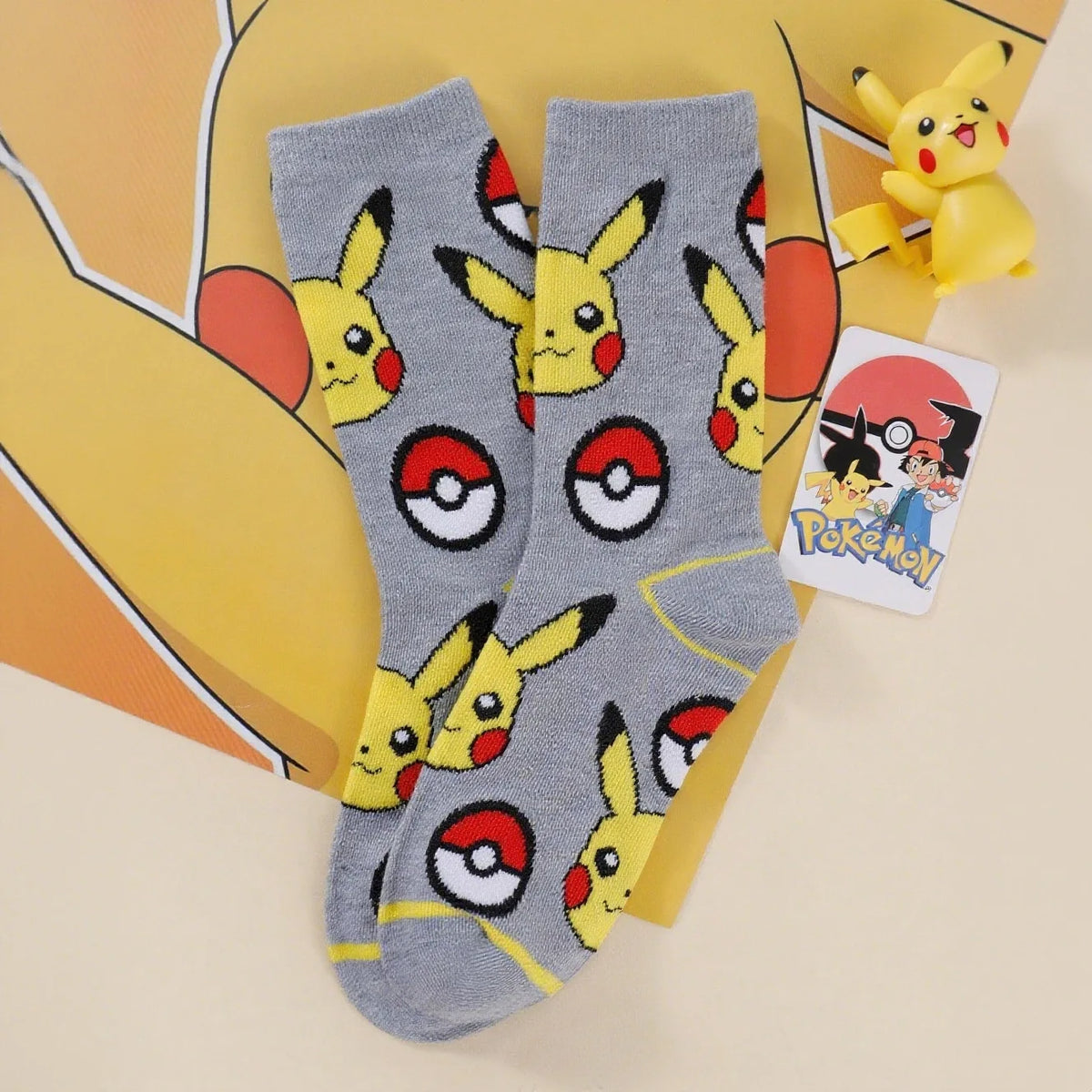 1/3 Pairs Pikachu Cartoon Anime Knit Breathable Mid-Calf Socks Unisex