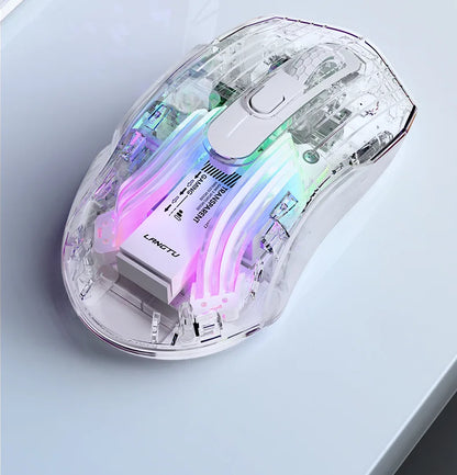 LANGTU G4 Three Mode RGB Bluetooth Wireless Mouse - Desktop Laptop Gaming Office Silent Transparent Mouse