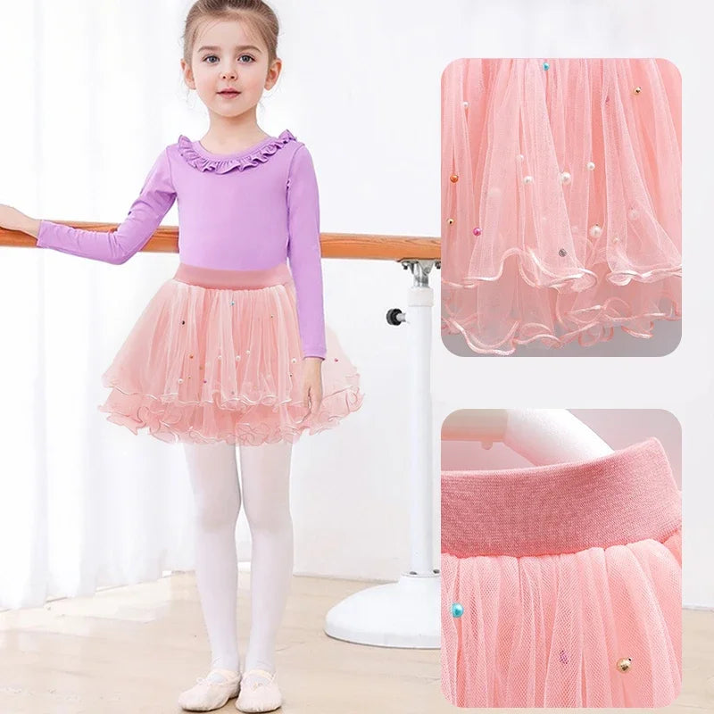 Girls' K-Pop HUNTRX Autumn Set: Pink Tie-Dye Sweatshirt & Pearl Tulle Princess Skirt