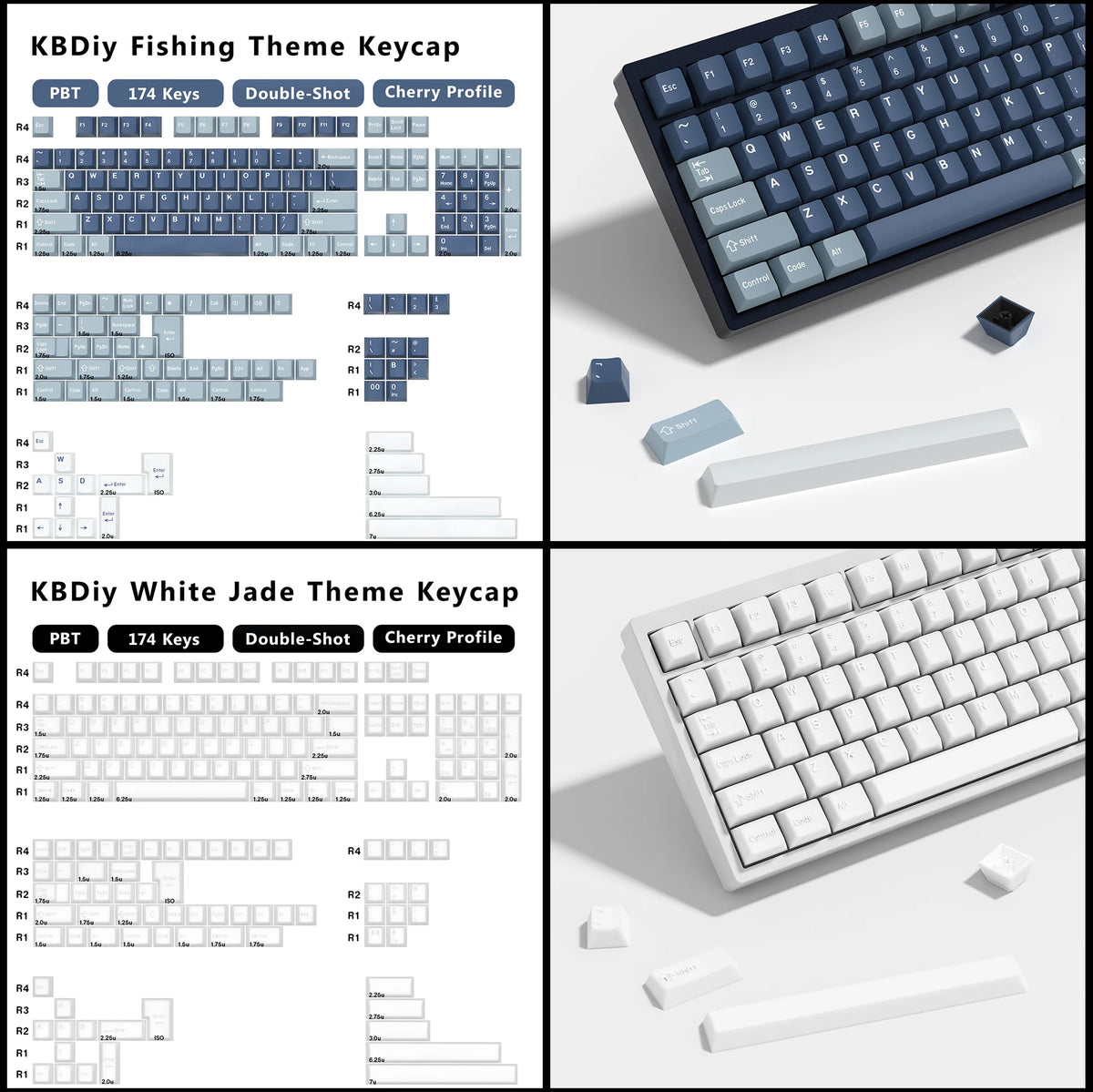 KBDiy GMK Keycap Double Shot GMK Olivia Shoko Jamon WOB Red Samurai Botanical PBT Keycaps Cherry Profile for Mechanical Keyboard