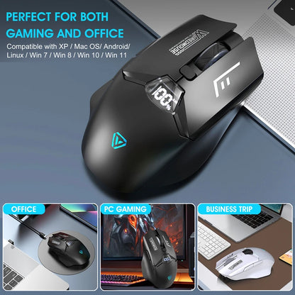 Dual-Mode Wireless Bluetooth Mouse With Smart Screen Display Silent Charging Office Gaming Portable Tablet Universal Mouse