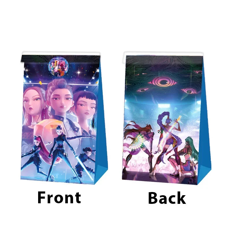 Hunters K-Pop Idol Party Favor Bags: 12-Piece Sealable Gift Bag Set with Stickers