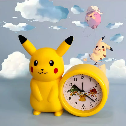 Anime Pokemon Pikachu Figures Clock Catoon Kawaii Model Action Decoration Toy Alarm Pointer Watch Student Gift