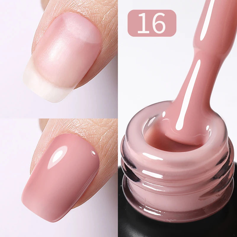 BORN PRETTY Milky Pink Rubber Base Gel Nail Polish Glitter 15ml Semi-Permanent Varnish Soak Off Self Leveling UV LED Gel