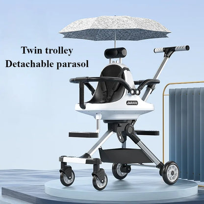 Lightweight Double Stroller with Canopy for Infants & Toddlers Travel Twin Umbrella Stroller Compact Easy Fold Aluminum Frame