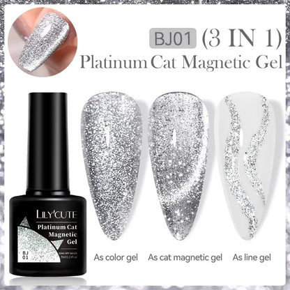 LILYCUTE 7ml 9D Cat Magnetic Gel Nail Polish Iridescent Magnet Semi Permanent Soak Off UV LED Manicure For Nail Art Gel Varnish