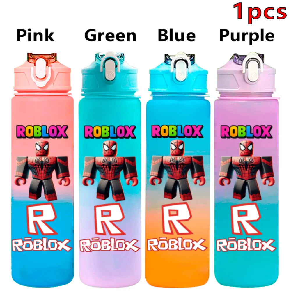 750ml Roblox Cartoon Large Capacity Gradient Color Straw Bottle Camping Drinking Tools Student Game Periphery Plastic Sports Cup