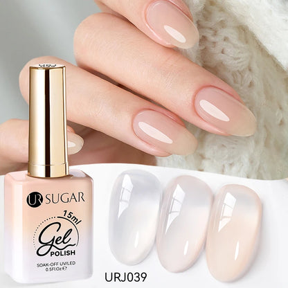 UR SUGAR 15ml Jelly Milky White Translucent Color Gel Polish Semi Permanent UV Gel Nail Art Soak Off Gel Varnish Latest Fashion