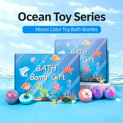 New Bath Bombs Gift Set with Toy Surprise Inside Natural Sea Salt Fizz Balls for Kids Children's Bathtub Fun Gift for Boys Girls