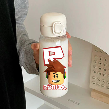 600ml Game Roblox Transparent Straw Water Cup Portable Large Capacity Straw Water Bottle Student Water Cup Plastic Sports Cup