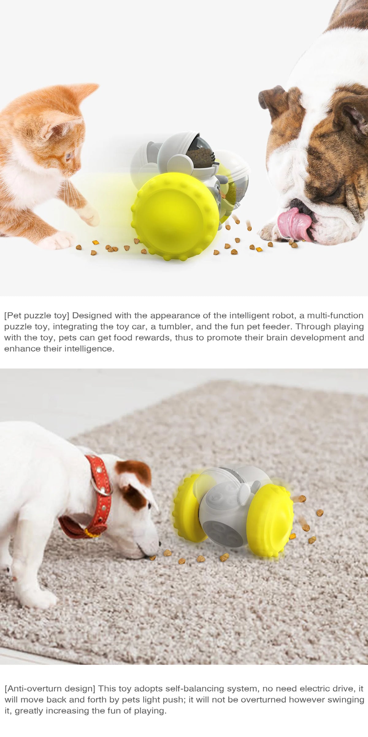 Pet Balance Car Slow Feeder Toy Interactive Treat Dispenser for Dogs Cats Anti-overturn Gravity Move Puzzle Toy Relieve Anxiety