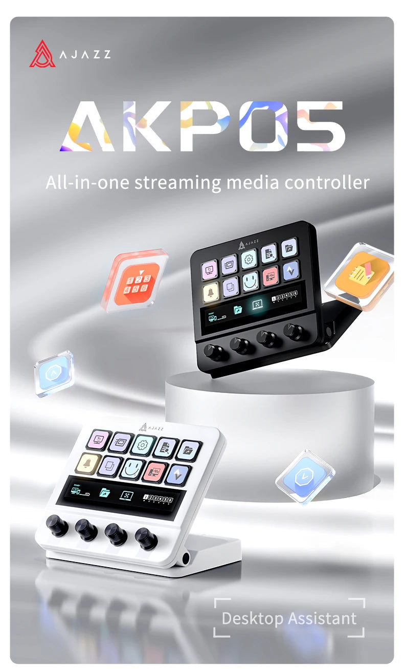 Ajazz AKP05 Mechanical Macro Keyboard Multi-Function Desktop Assistant for Office and Gaming, Easy-to-Use Multimedia Controls