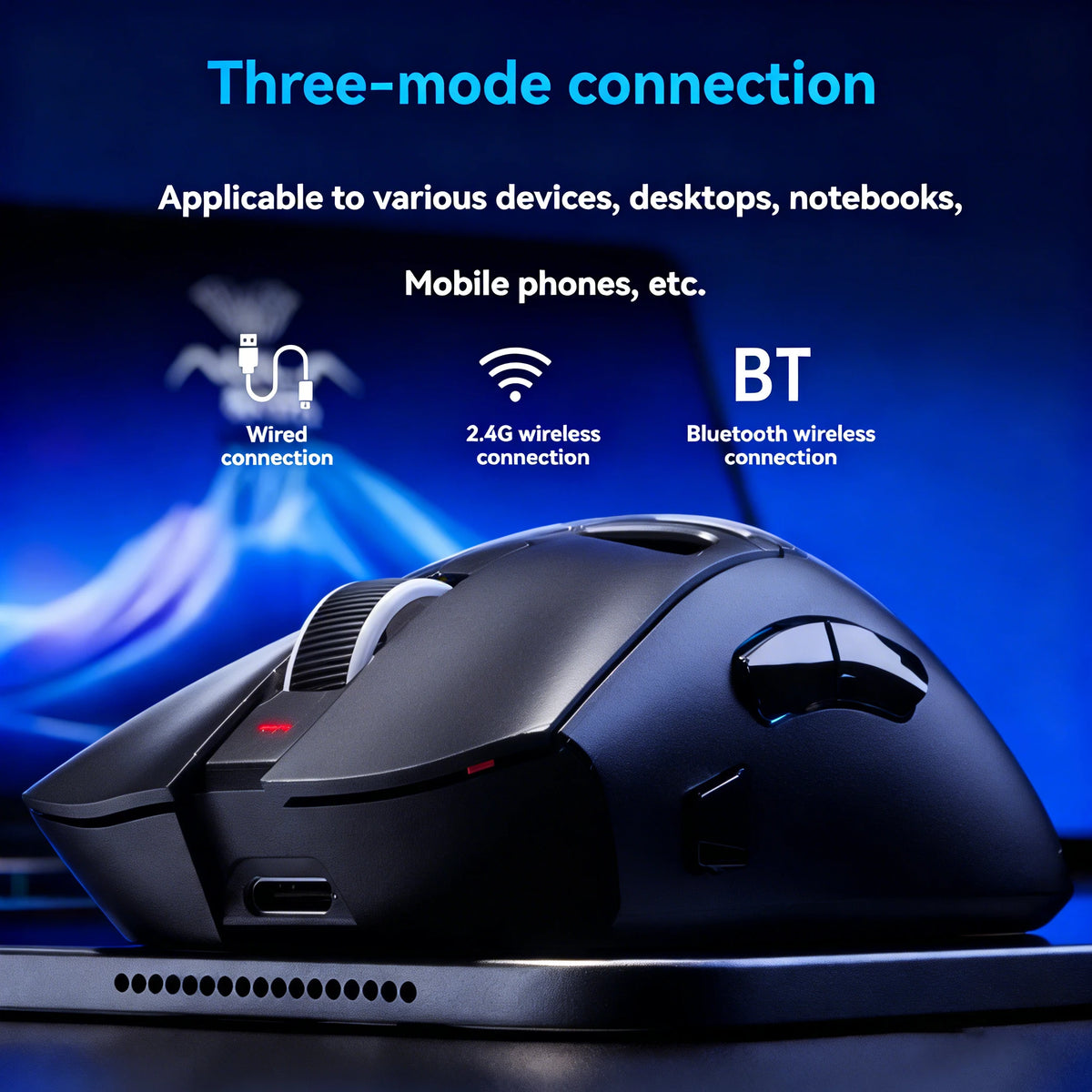AULA SC620 Wireless Gaming Mouse, Lightweight Design, Multiple Lighting Effects, Customizable Fire Button, Optical Movement Dete