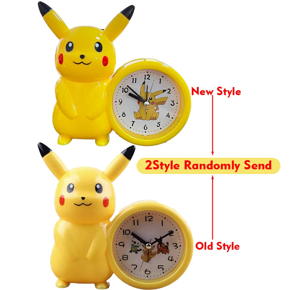 Anime Pokemon Pikachu Figures Clock Catoon Kawaii Model Action Decoration Toy Alarm Pointer Watch Student Gift