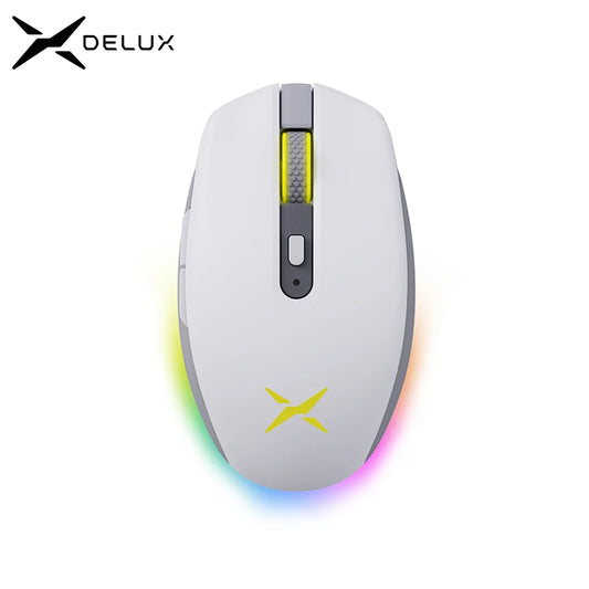 Delux M820DC PAW3335 Wired + Wireless + Bluetooth Gaming Mouse 80 Million Clicks 16000 DPI RGB Rechargeable Mice For Computers