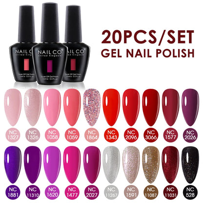 NAILCO 15ml Gel Nail Polish Set 30pcs/Lot Gel Polish Nail Soak Off UV LED Semi-Permanent Varnishes Nail Art Salon Free Shipping