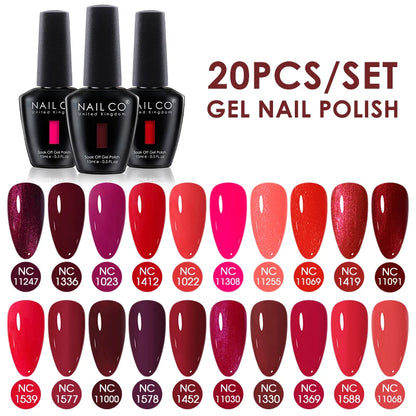NAILCO 15ml Gel Nail Polish Set 30pcs/Lot Gel Polish Nail Soak Off UV LED Semi-Permanent Varnishes Nail Art Salon Free Shipping