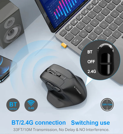 E-YOOSO X-31 Pro USB Gaming Large Mouse Support Bluetooth 2.4G Wireless PAW3212 4800 DPI for gamer Mice computer laptop PC