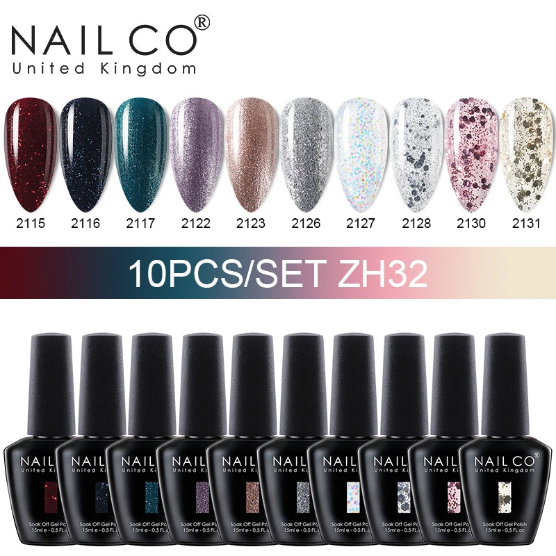NAILCO 15ml Gel Nail Polish Set 30pcs/Lot Gel Polish Nail Soak Off UV LED Semi-Permanent Varnishes Nail Art Salon Free Shipping