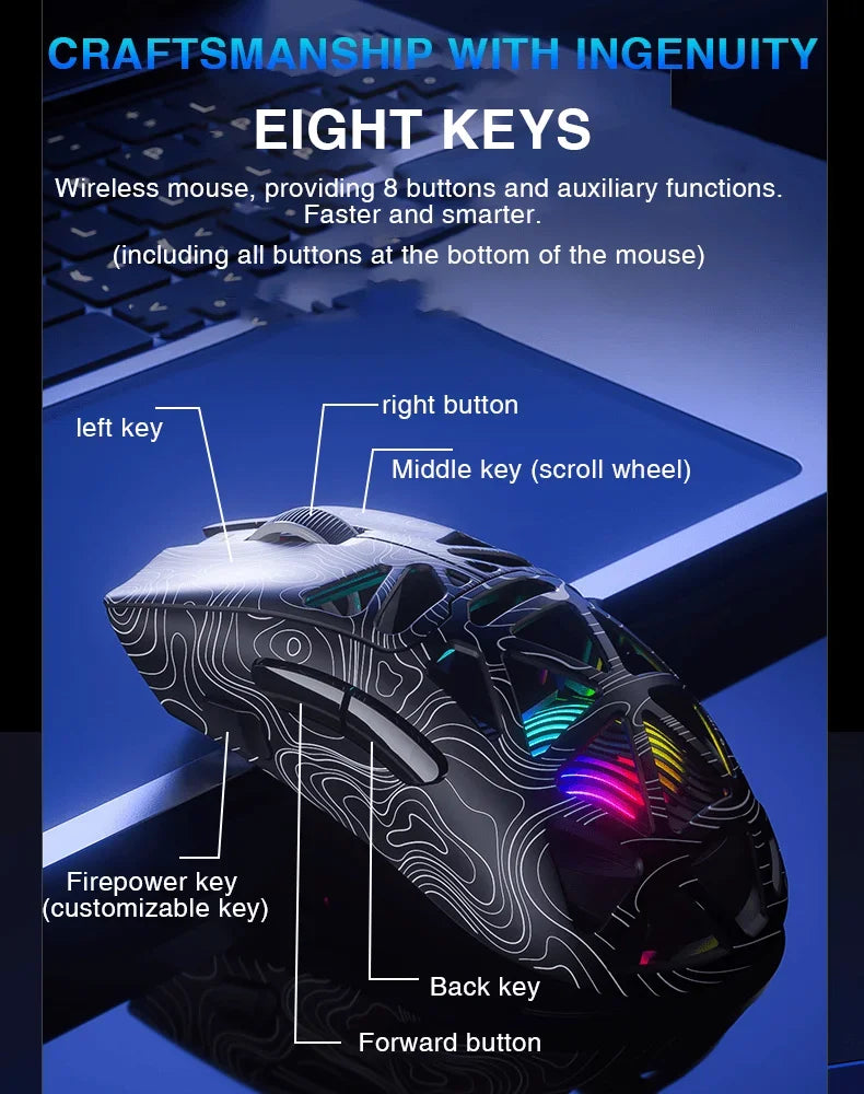AULA SC620 Gaming Mouse Wired/Bluetooth/2.4G Light Weight Mouse Gamer PAW3311 Adjustable 12,000 DPI Life PC Gaming Accessories