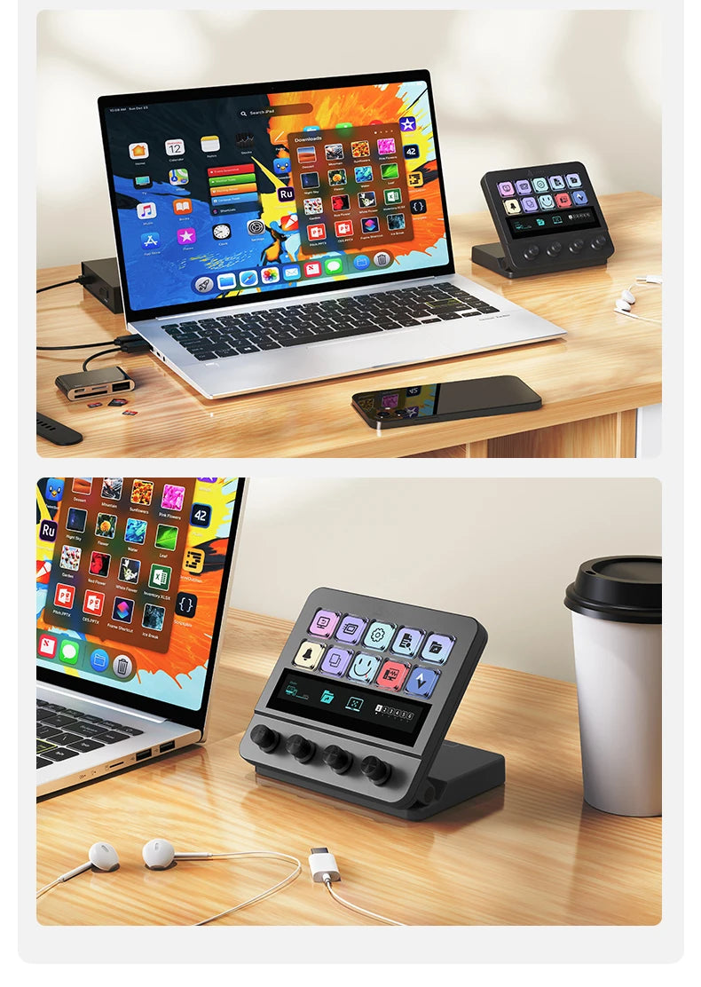 Ajazz AKP05 Mechanical Macro Keyboard Multi-Function Desktop Assistant for Office and Gaming, Easy-to-Use Multimedia Controls