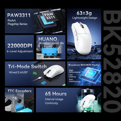 Attack Shark X11 X11SE Wireless Gaming Mouse,1000 Hz,2.4G RGB Optical Mouse,16000 DPI,Ergonomic Computer Mice for PC Laptop Mac