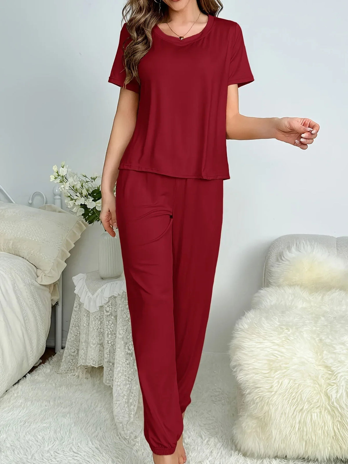 Suit Women's Clothing Family Clothing Summer Comfortable Casual Fashion Pajamas And Pants Set Two-piece