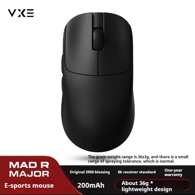 ATK VXE MAD R MAJOR Gaming E-Sports Mouse Ultra-lightweight Dual-Mode PAW3395/3950 Sensor Ergonomic Mice Standard 8K