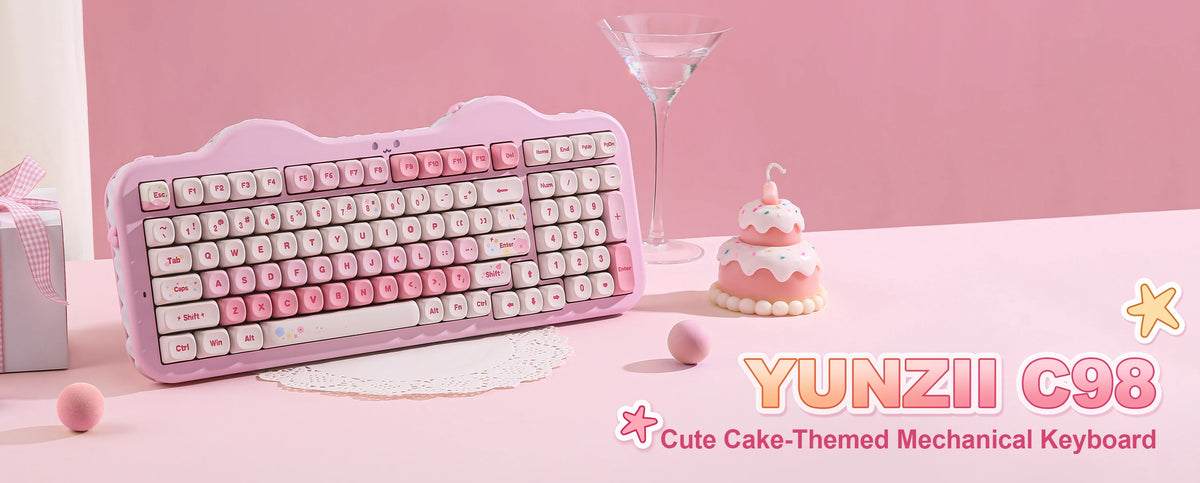 YUNZII C98 Wireless Mechanical Keyboard, 99-Key Hot Swap Gasket Keyboard with Numpad, Custom RGB Backlight,Cute Keeb for Win/Mac