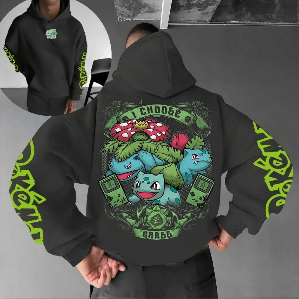 Pokemon Animation Derivatives Men's and Women's Summer Fashion Oversize Hoodie and Sweatpants Popular Top
