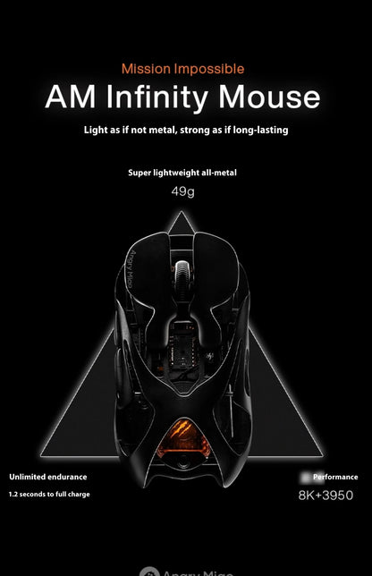 Angry Miao AM Infinity Mouse Tri Mode Wireless Mouse Paw3950 8000Hz Lightweight Hollow Out Magnalium Gaming Mice PC Accessories