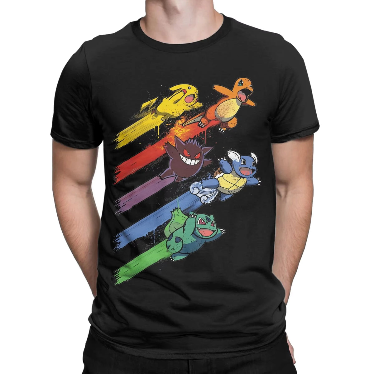 Pokemon T-shirt Men's Pure Cotton Casual T-shirt Round Neck T-shirt Short Sleeve Clothing Summer Sports Casual Short Sleeve Top
