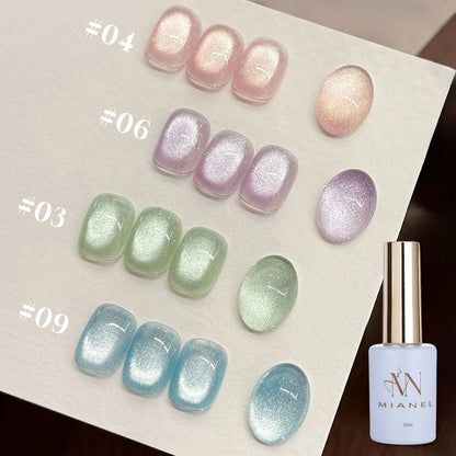MIANEL 1-16PCS Light Smoke Magnet Cat Eye Gel Nail Polish 2025 New Glass Bead Nude Pink Nail Glue Pink Nails Blue Nails Nail Art