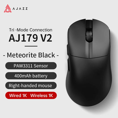 AJAZZ AJ179 PRO PAW3395 Lightweight Wired Wireless Mouse with Magnetic Charging Base Ergonomic Macro Gaming Mouse for PC Laptop