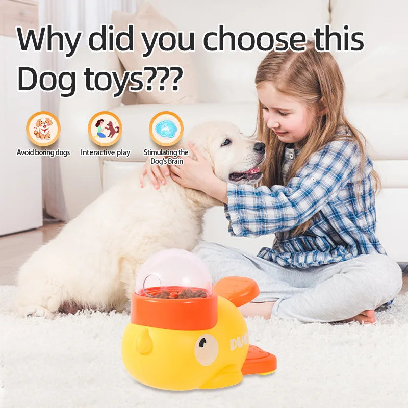 Yellow Duck-Shaped Interactive Cat Treat Dispenser Durable Plastic Training dogToy Puzzle Slow Feeder Dog Entertainment Toy