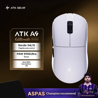 ATK DragonFly A9 Air Ultimate Wireless Gaming Mouse PAW3950 Ultra 42000DPI 750IPS 8KHz RGB Ergonomic Design for Windows MacOs