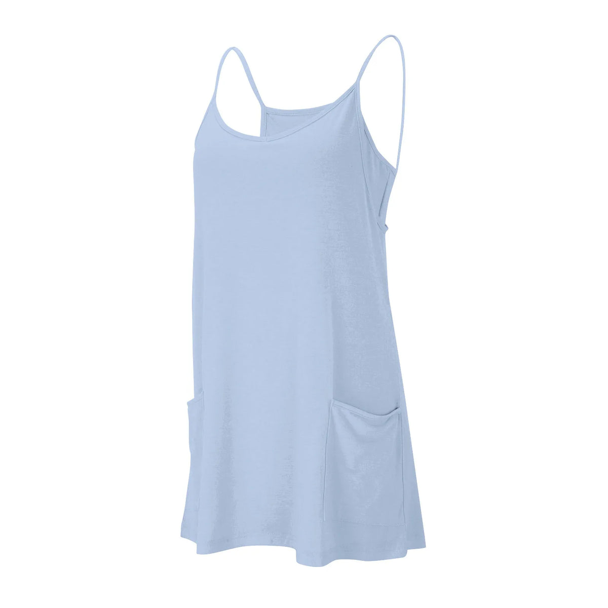 Women's Tennis Dress Solid Color Pocket Sexy Suspender Fake Two-piece Loose Breathable Comfortable Sports Dress